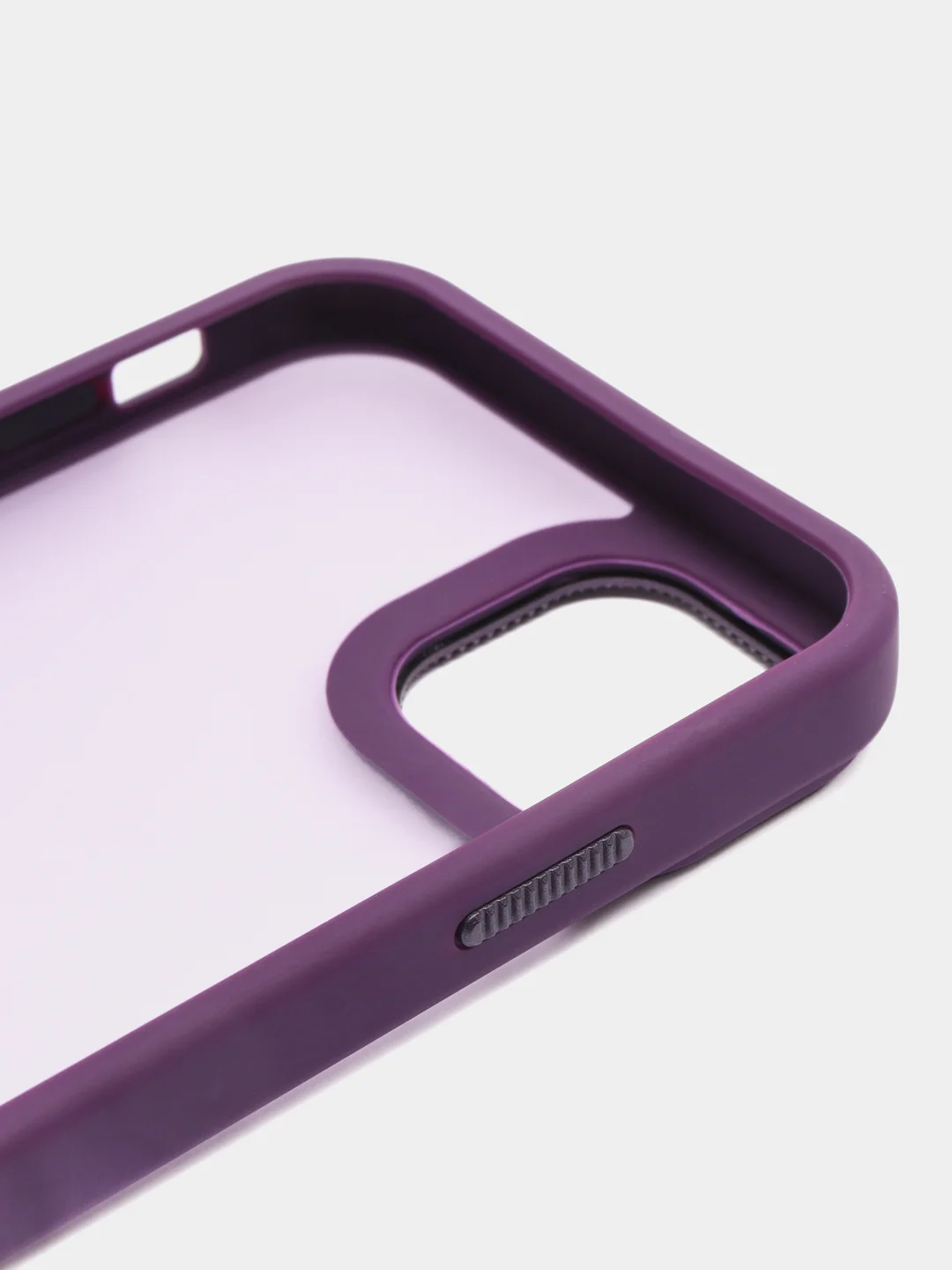 Пурпурный чехол матовый на iPhone 11, 14, 14 Pro, 14 Pro Max, 15 Pro, полупрозрачный, с глянцевой рамкой