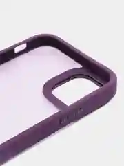 Пурпурный чехол матовый на iPhone 11, 14, 14 Pro, 14 Pro Max, 15 Pro, полупрозрачный, с глянцевой рамкой