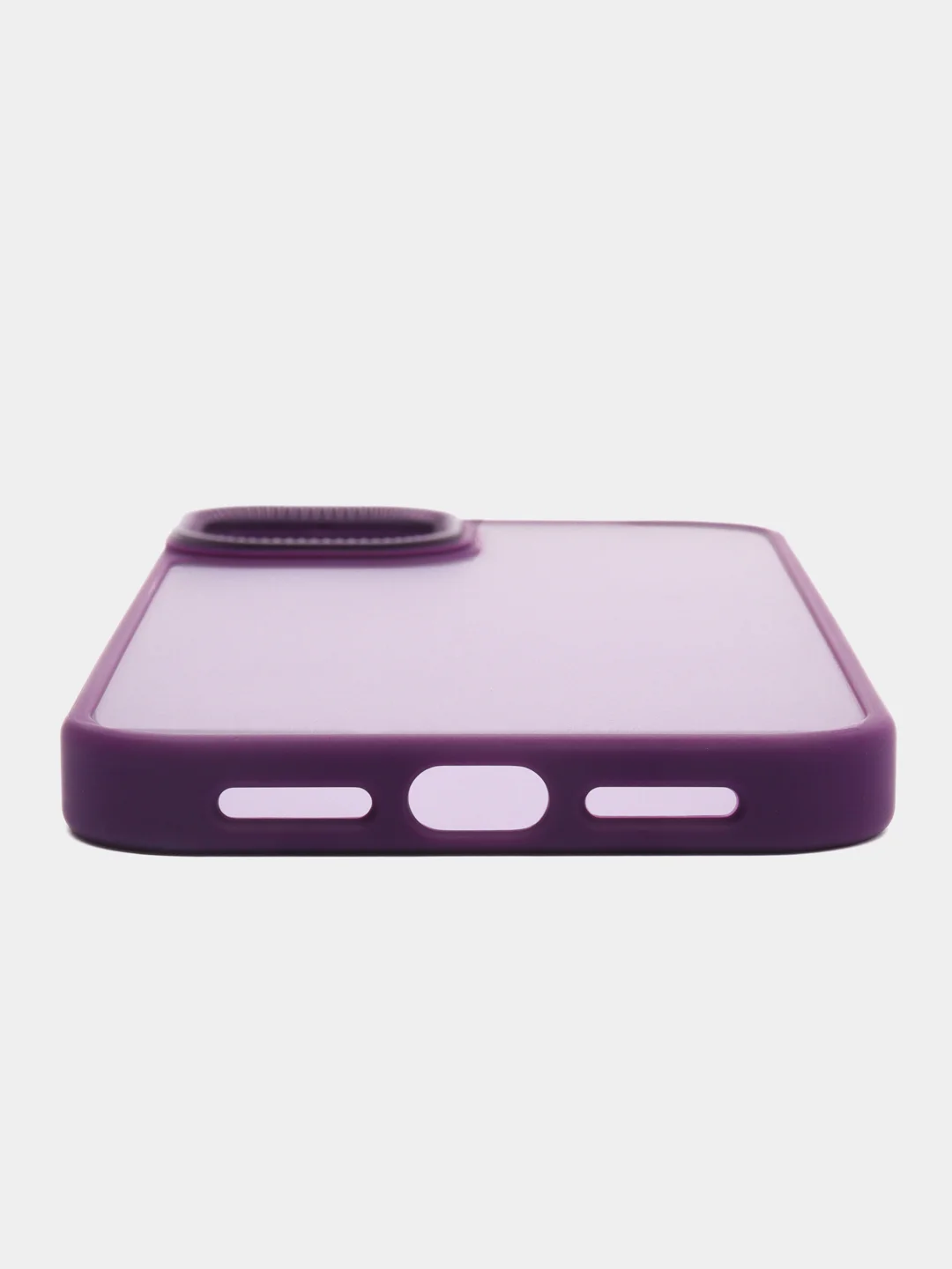 Пурпурный чехол матовый на iPhone 11, 14, 14 Pro, 14 Pro Max, 15 Pro, полупрозрачный, с глянцевой рамкой