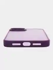 Пурпурный чехол матовый на iPhone 11, 14, 14 Pro, 14 Pro Max, 15 Pro, полупрозрачный, с глянцевой рамкой