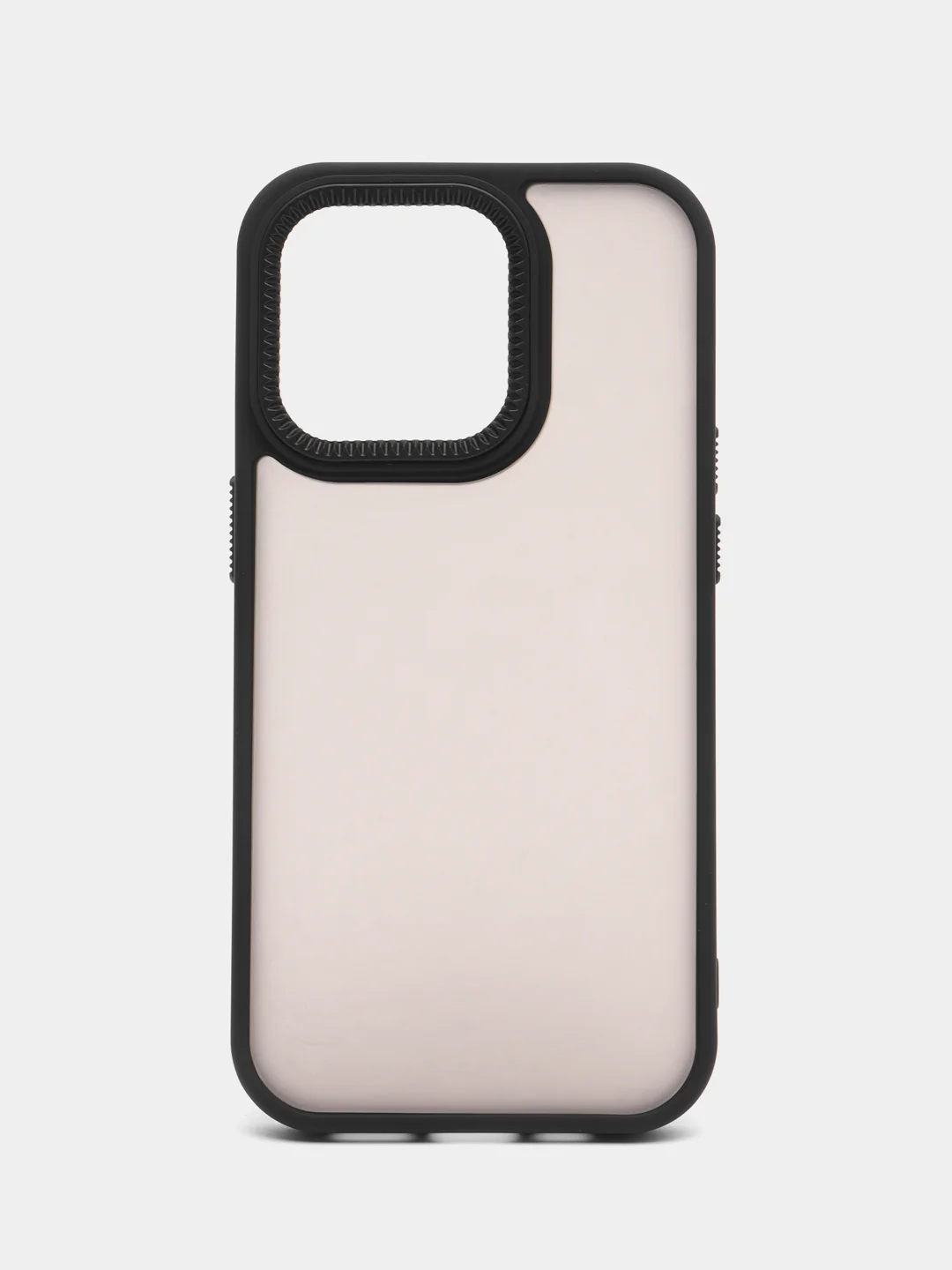Черный чехол матовый на iPhone 11, 14, 14 Pro, 14 Pro Max, 15 Pro, полупрозрачный, с глянцевой рамкой