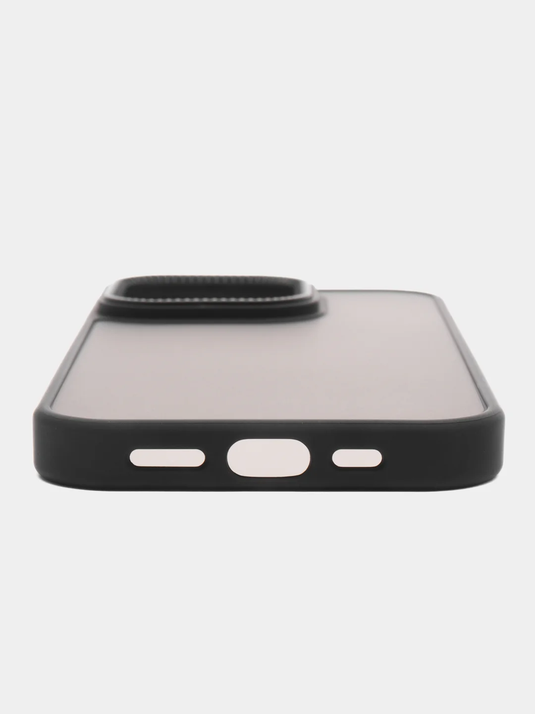 Черный чехол матовый на iPhone 11, 14, 14 Pro, 14 Pro Max, 15 Pro, полупрозрачный, с глянцевой рамкой