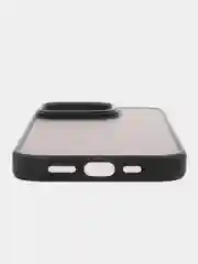 Черный чехол матовый на iPhone 11, 14, 14 Pro, 14 Pro Max, 15 Pro, полупрозрачный, с глянцевой рамкой