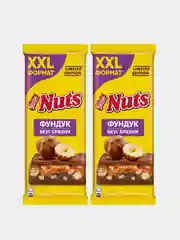 Молочный шоколад NUTS с фундуком и начинкой со вкусом брауни, 2XL-формат, 180г