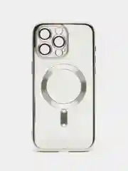 Серебряный чехол c защитой камеры iPhone 11, 13, 14, 14pro, 14 pro max, 15 pro, 15 pro max MagSafe