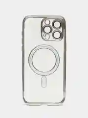 Серебряный чехол c защитой камеры iPhone 11, 13, 14, 14pro, 14 pro max, 15 pro, 15 pro max MagSafe