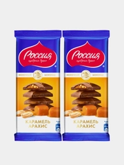 Молочный шоколад с карамелью и арахисом Россия - щедрая душа!, 82г