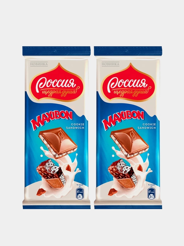 Молочный шоколад двухслойный со вкусом мороженого и печеньем Россия-щедрая душа, 80г