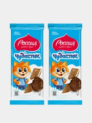 Молочный шоколад Чудастик с молочной начинкой и какао-печеньем Россия-щедрая душа, 87г