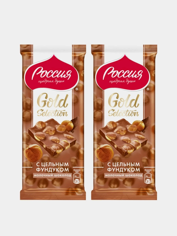 Молочный шоколад с фундуком Gold Selection Россия - щедрая душа, 85г
