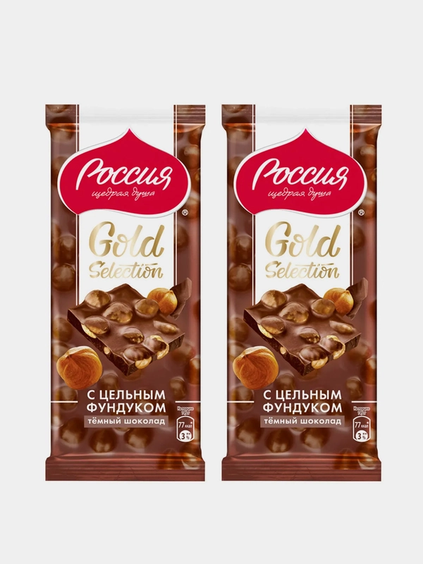 Темный шоколад с фундуком Gold Selection Россия-щедрая душа, 85г