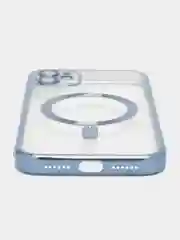 Голубой чехол MagSafe Apple iPhone, Айфон 11, 12, 13, 14, Pro Max с защитой камеры, магсейф