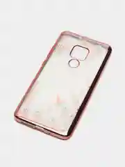 Розовый чехол Huawei Mate 20, Хуавей Мат 20, прозрачный силиконовый со стразами