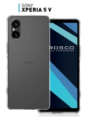Чехол для Sony Xperia 5 V силиконовый ROSCO с защитой камер и от прилипания к корпусу