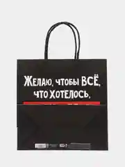 Черный новогдний подарочный пакет