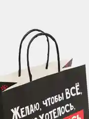 Черный новогдний подарочный пакет