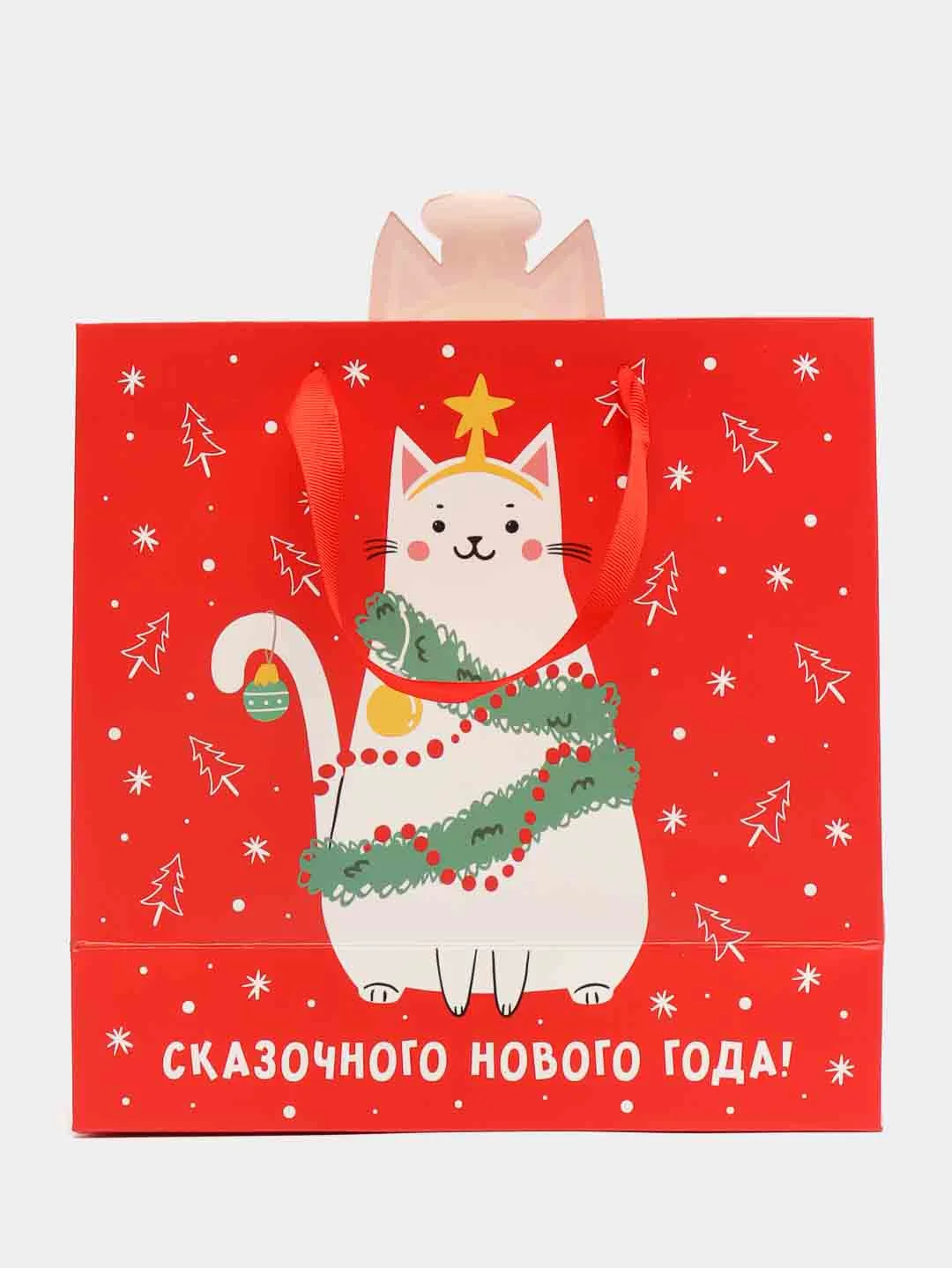 Вишнёвый новогдний подарочный пакет