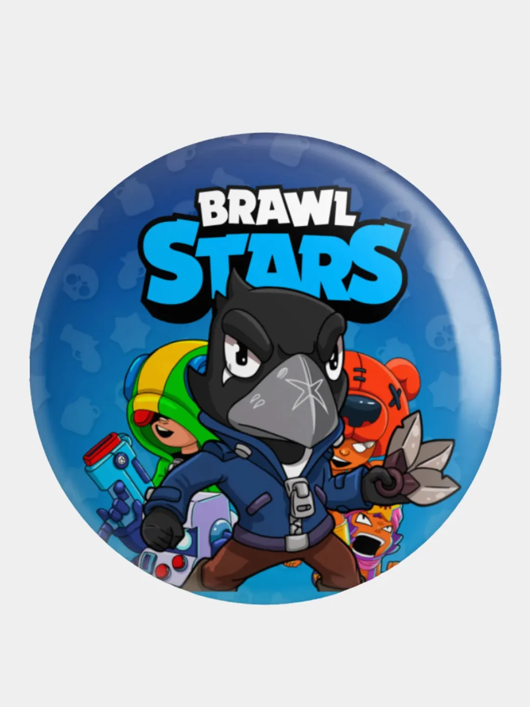 Бежевый значок, пин на одежду "Brawl Stars", 37 мм., круглый, металлический
