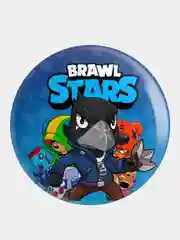 Бежевый значок, пин на одежду "Brawl Stars", 37 мм., круглый, металлический