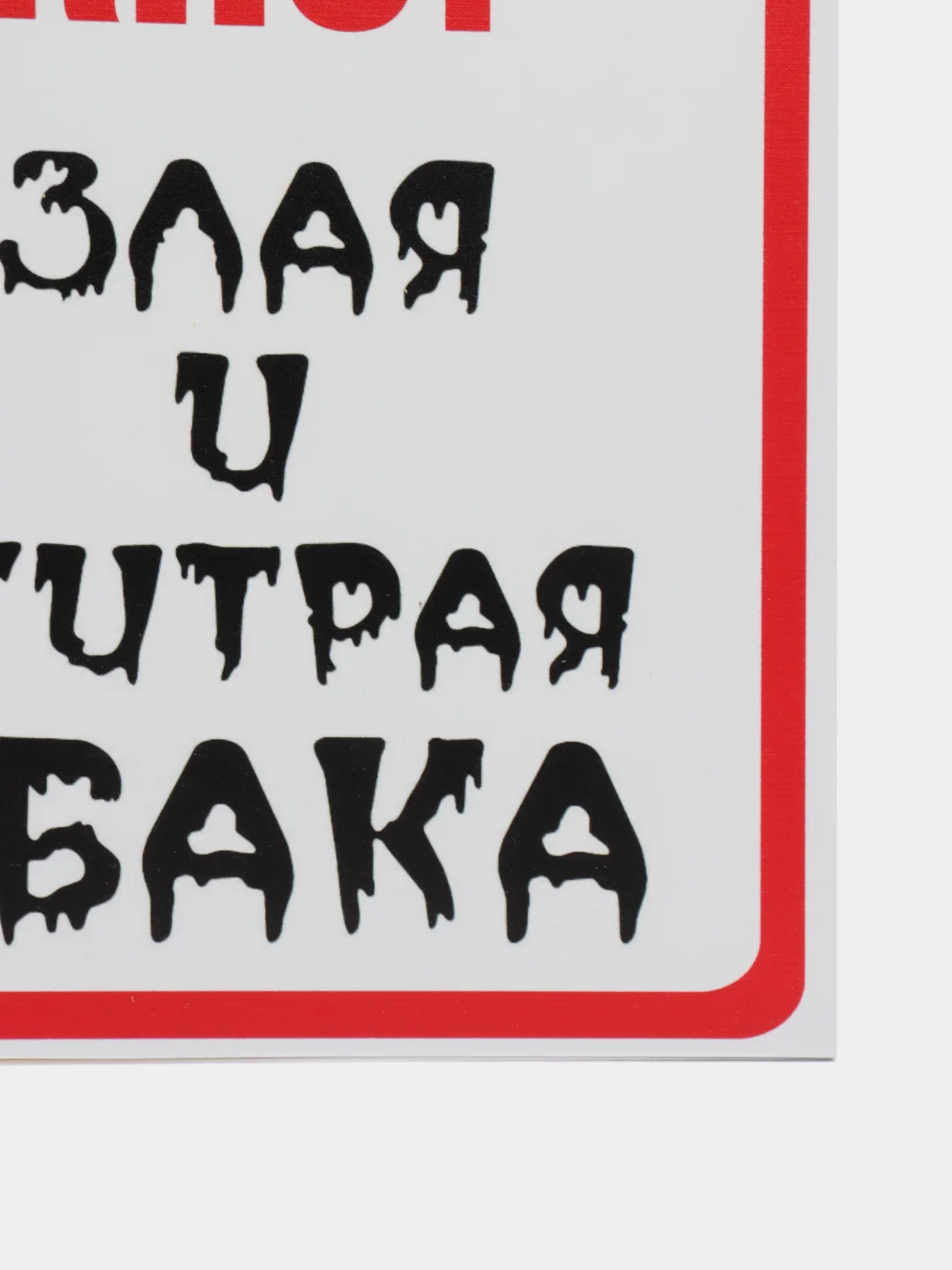 Белый табличка ПВХ "Осторожно злая собака", 18 х 29 см