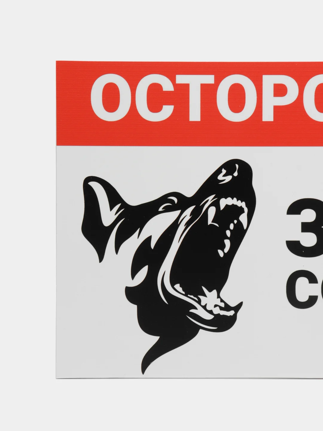 Белый табличка ПВХ "Осторожно злая собака", 18 х 29 см