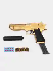 Пистолет игрушечный Desert Eagle с глушителем, дигл оружие, подарок на 23 февраля
