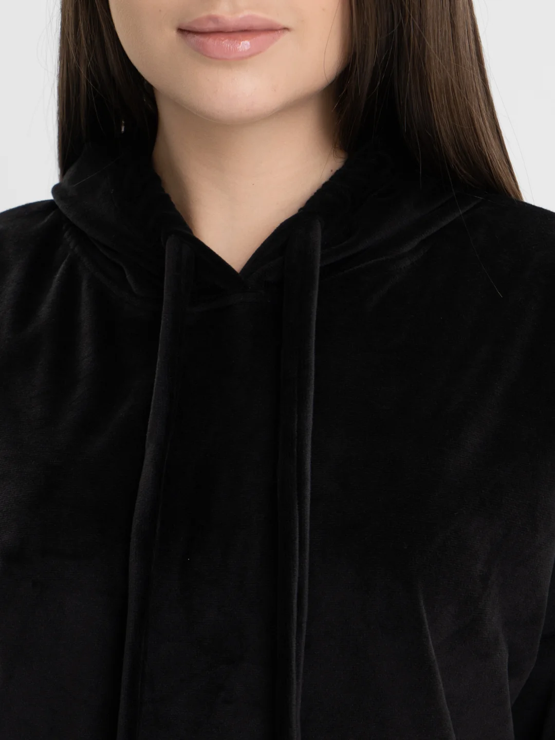 Черный бархатный, женский костюм, велюровый, oversize комплект: кофта худи, штаны джоггеры