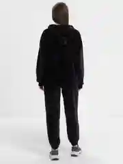 Черный бархатный, женский костюм, велюровый, oversize комплект: кофта худи, штаны джоггеры