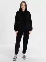 Черный бархатный, женский костюм, велюровый, oversize комплект: кофта худи, штаны джоггеры