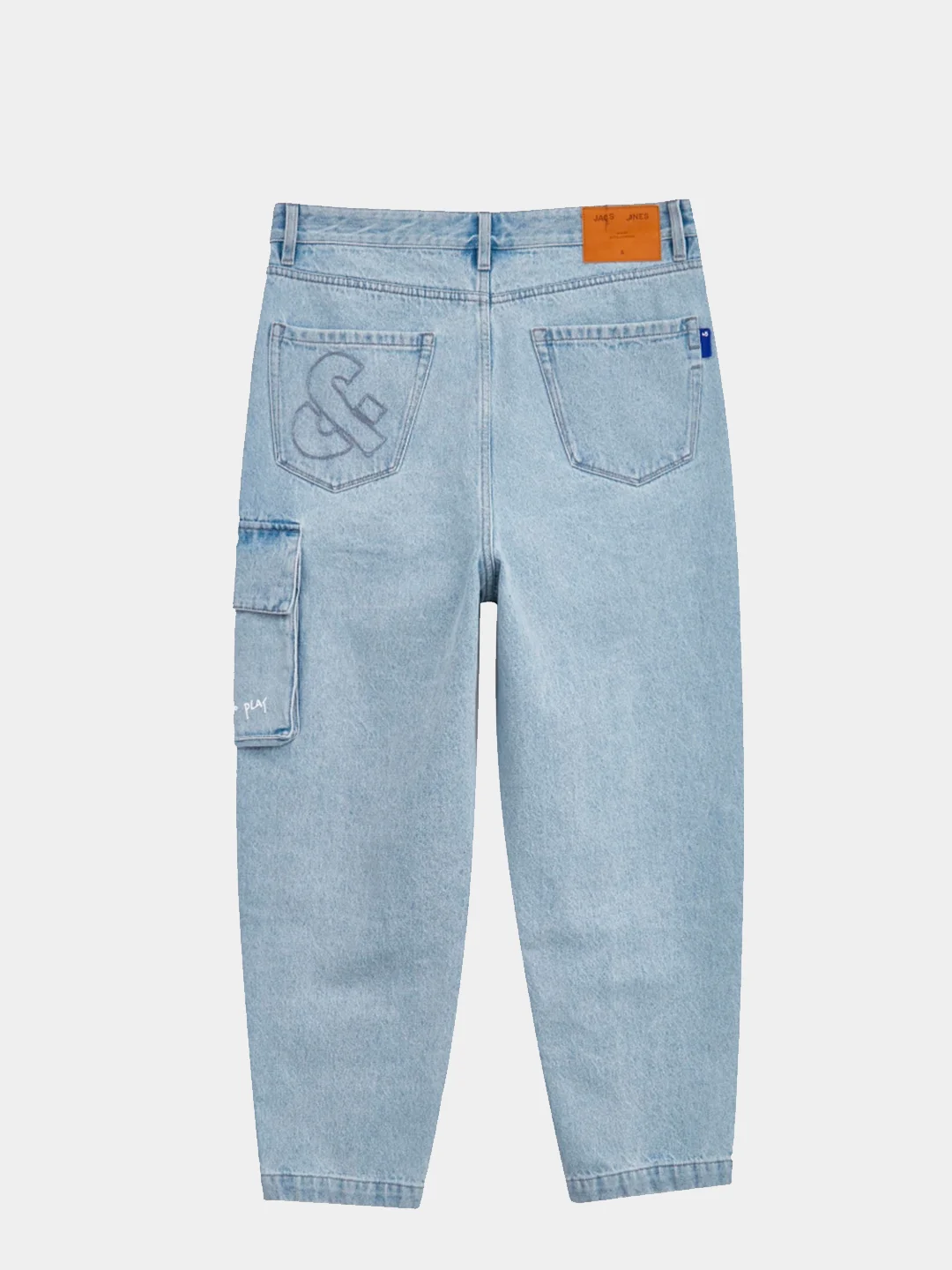 Светло-синий голубые широкие джинсы карго Jack&Jones из denim для кэжуального лука