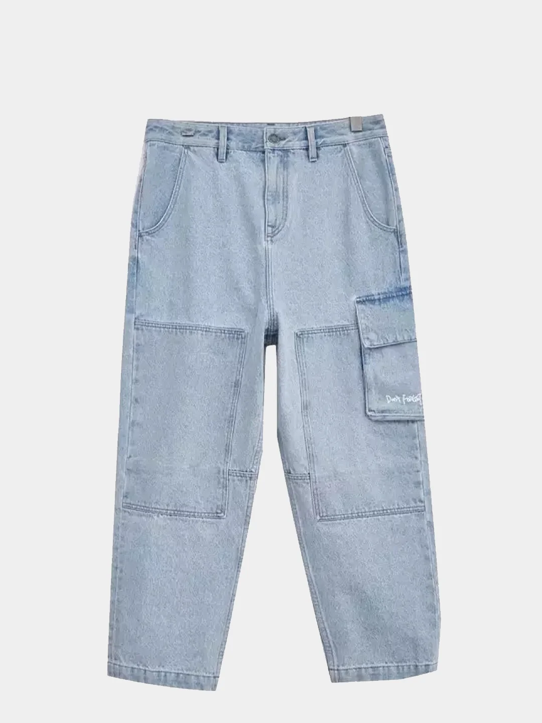 Светло-синий голубые широкие джинсы карго Jack&Jones из denim для кэжуального лука