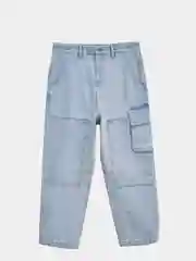 Светло-синий голубые широкие джинсы карго Jack&Jones из denim для кэжуального лука