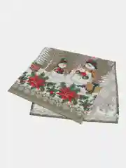 Песочный хаки полотенце кухонное из рогожки "Новый год"