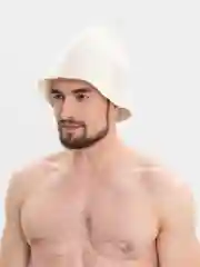 Белый шапка банная классическая без вышивки, 100% полиэфир