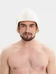 Белый шапка банная классическая без вышивки, 100% полиэфир