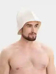 Белый шапка банная классическая без вышивки, 100% полиэфир