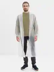 Белый плащ-дождевик с капюшоном, на клепках