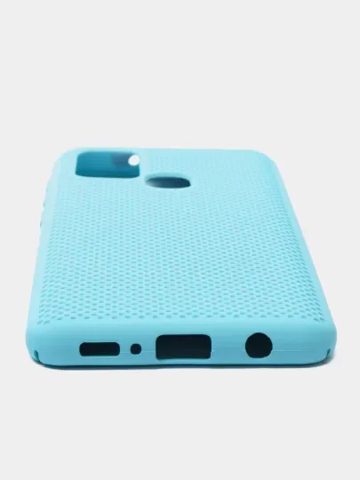 Лазурный чехол накладка "Soft-touch", с перфорацией для Samsung J4/J4 Plus/J6/J6 Plus/Note 10