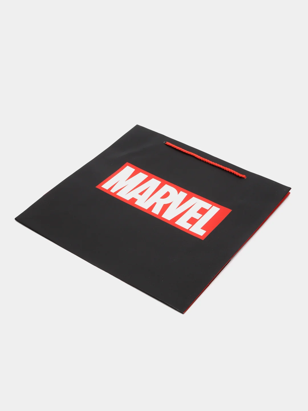 Пакет подарочный, ламинированный, черный, с надписью "Марвел. Marvel", 30 х 30 х 12 см