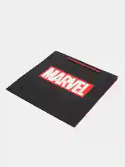 Пакет подарочный, ламинированный, черный, с надписью "Марвел. Marvel", 30 х 30 х 12 см