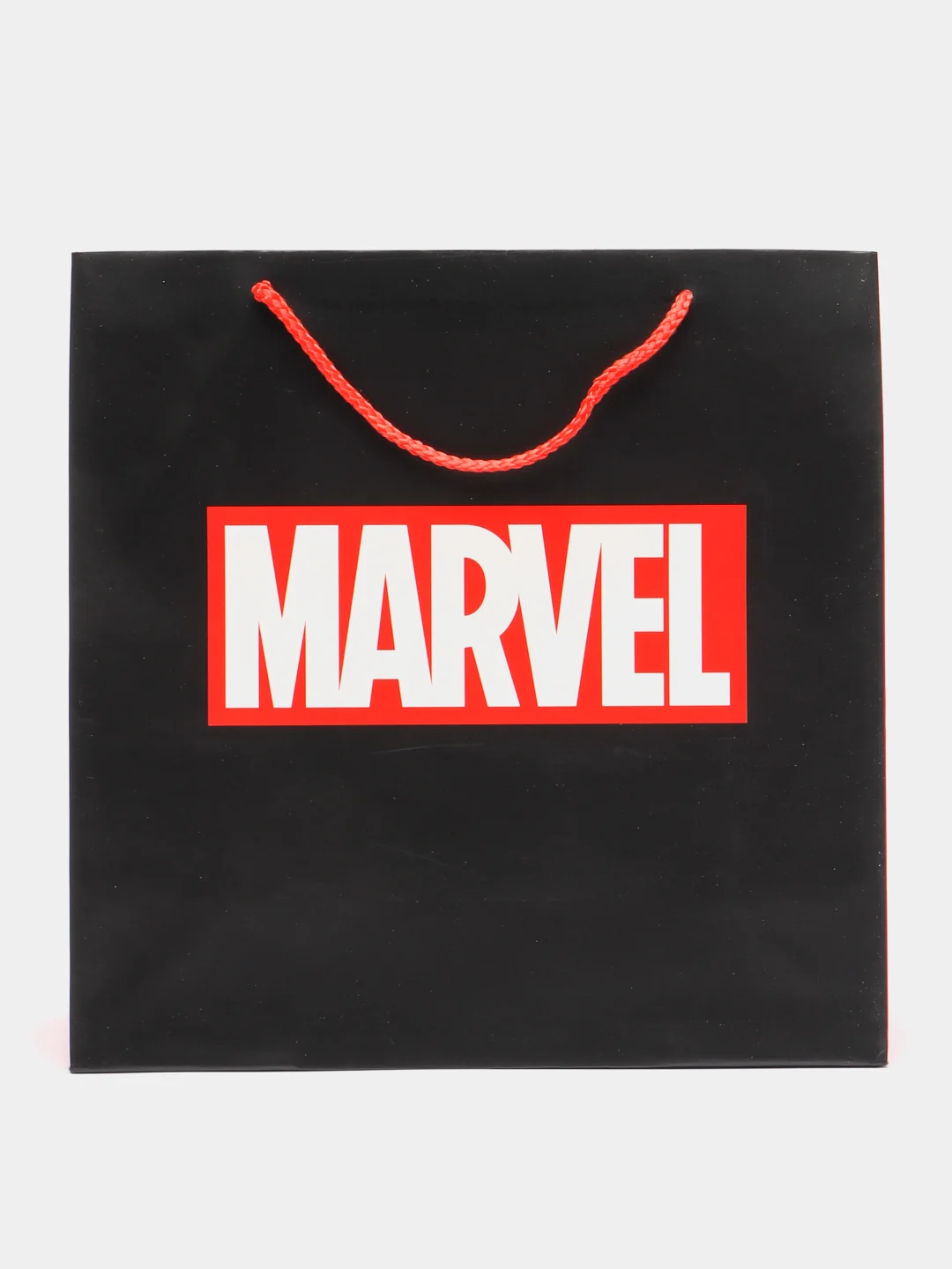 Пакет подарочный, ламинированный, черный, с надписью "Марвел. Marvel", 30 х 30 х 12 см