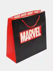 Пакет подарочный, ламинированный, черный, с надписью "Марвел. Marvel", 30 х 30 х 12 см