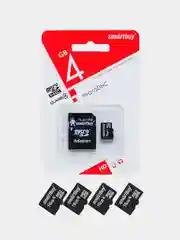 Карта памяти microSD с адаптером  8/16/32/64/128gb Smart Buy SDHC