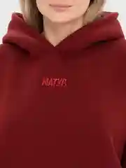 Бордовый худи оверсайз с вышивкой "Матур.", унисекс, с начесом, удлиненный