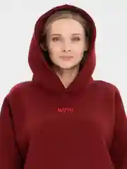 Бордовый худи оверсайз с вышивкой "Матур.", унисекс, с начесом, удлиненный
