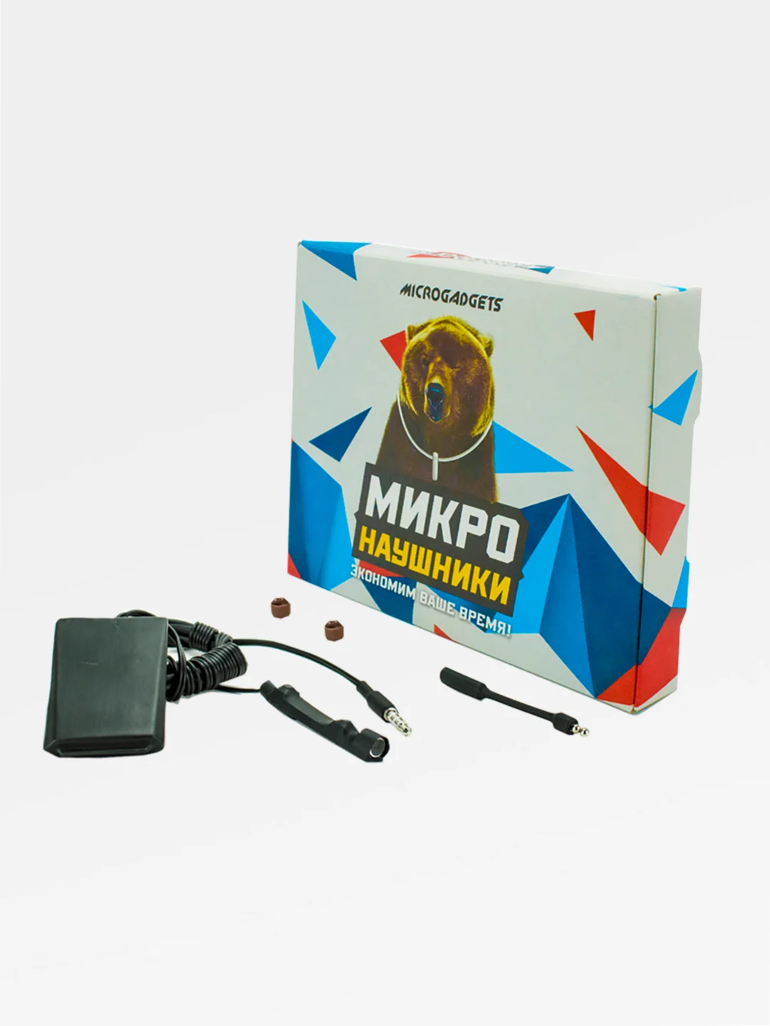 Черный микронаушник магнитный Microgadgets Professional проводной, на аккумуляторе