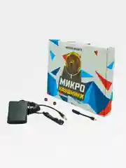 Черный микронаушник магнитный Microgadgets Professional проводной, на аккумуляторе
