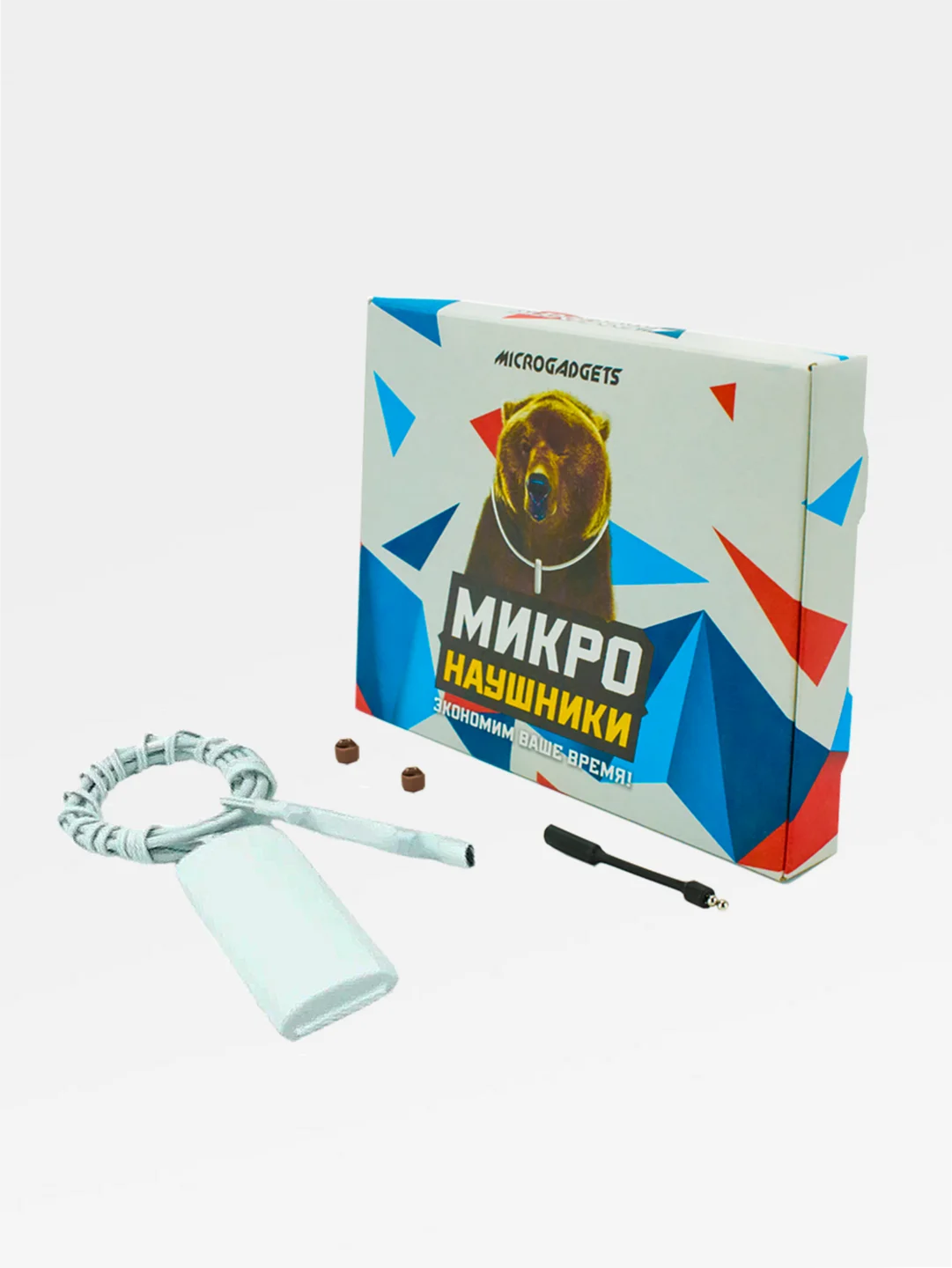 Белый микронаушник магнитный Microgadgets Bluetooth Pro на аккумуляторе, с кнопкой-пищалкой