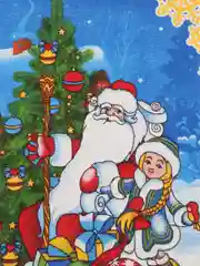 Красный полотенце кухонное, из рогожки "Новый год"