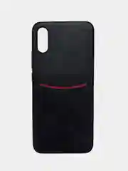 Черный чехол из эко кожи с карманом для карт на Xiaomi Redmi 6 6A 7 8 9 9a